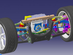 electric drive system of tesla electric vehicle including suspension structure 3D Model