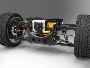 サスペンション構造を含むテスラ電気自動車の電気駆動システム 3Dモデル