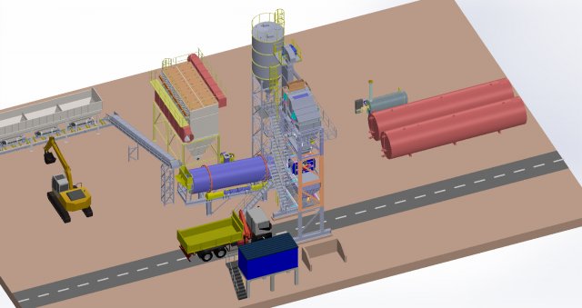 asphalt concrete mixing plant 3D Model .c4d .max .obj .3ds .fbx .stl .blend 