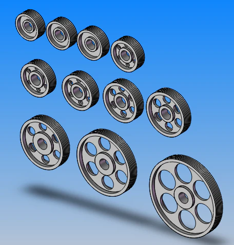 6-groove spc taper sleeve v-belt pulley 11 specifications 3D Model .c4d .max .obj .3ds .fbx .stl .blend 