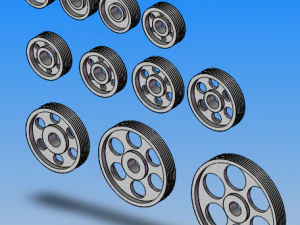 Poulie &agrave; courroie trap&eacute;zo&iuml;dale &agrave; manchon conique SPC &agrave; 6 rainures, 11 sp&eacute;cifications Modèle 3D