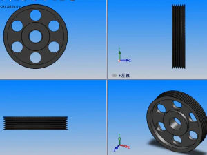 6-groove spc taper sleeve v-belt pulley 11 specifications 3D Model