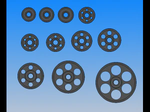 6-groove spc taper sleeve v-belt pulley 11 specifications 3D Model