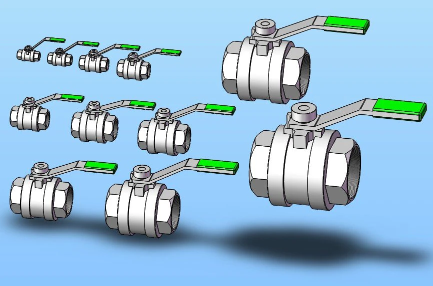 two piece ball valve model 11 specifications 3D Model .c4d .max .obj .3ds .fbx .stl .blend