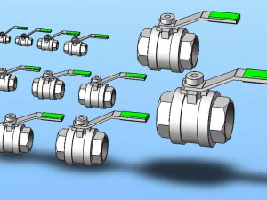 दो पीस बॉल वाल्व मॉडल 11 विनिर्देश 3D मॉडल