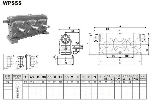 wpsss series of worm gear reducer 17 specifications in total 3D मॉडल .c4d .max .obj .3ds .fbx .stl .blend 