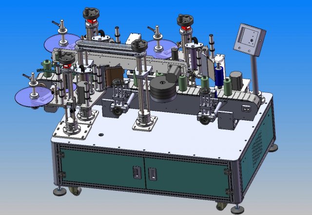 round bottle labeling machine 3D मॉडल .c4d .max .obj .3ds .fbx .stl .blend 