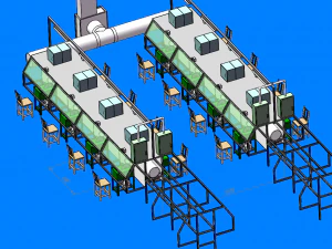 layout of stone cutting machine and production workshop 3D Model