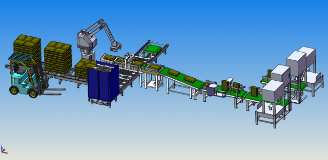 palletizing line complete set 3D Модель .c4d .max .obj .3ds .fbx .stl .blend 