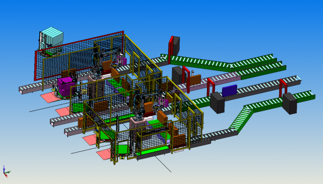 palletizer packaging line Modelo 3D .c4d .max .obj .3ds .fbx .stl .blend 