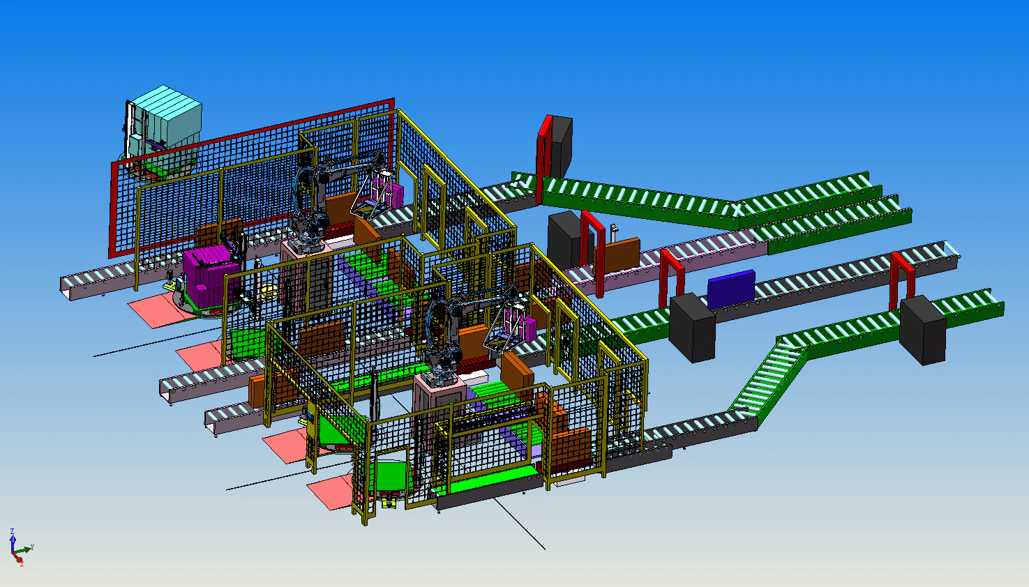 palletizer packaging line 3D Model .c4d .max .obj .3ds .fbx .stl .blend 