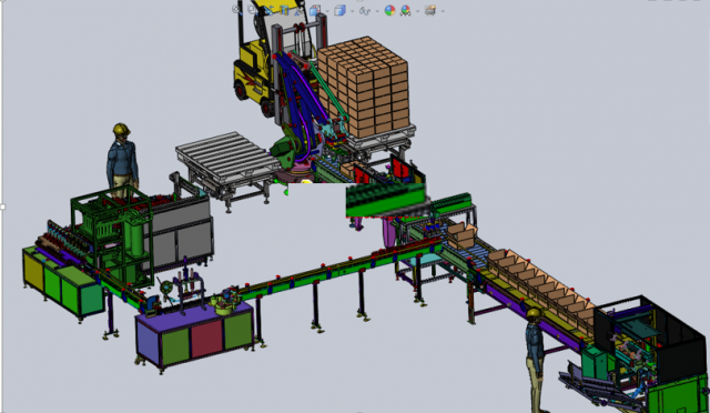 automatic bottle arrangement filling and sealing handling and stacking line 3D Model .c4d .max .obj .3ds .fbx .stl .blend 