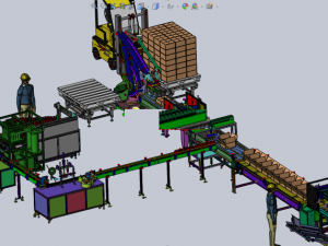 automatic bottle arrangement filling and sealing handling and stacking line 3D Model
