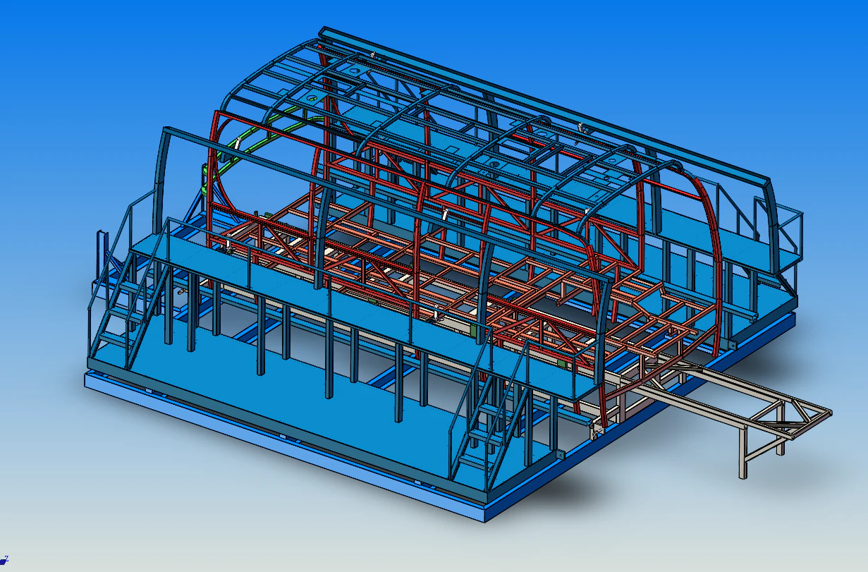 bus frame and welding tooling 3D Model .c4d .max .obj .3ds .fbx .stl .blend