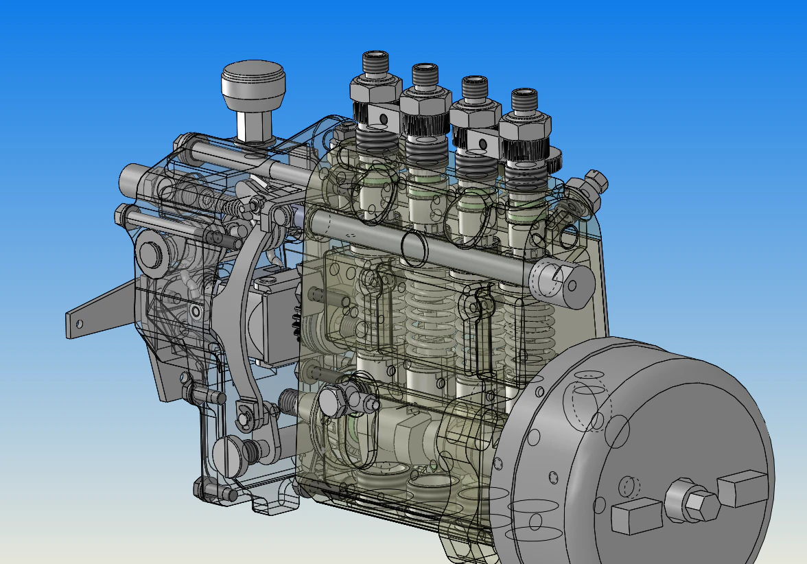 assembly drawing of diesel oil pump 3D Model .c4d .max .obj .3ds .fbx .stl .blend