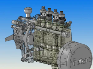 dessin d'assemblage de la pompe &agrave; gasoil Modèle 3D