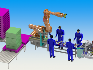 automatic carton stacking line robot palletizing and packing machine 3D Model