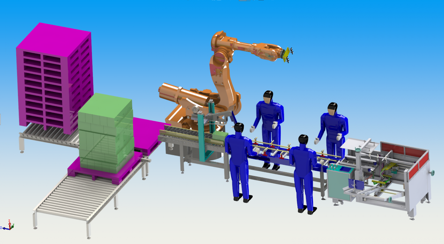 automatic carton stacking line robot palletizing and packing