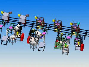 eine Filtermontage- und Inspektionslinie 3D Modell