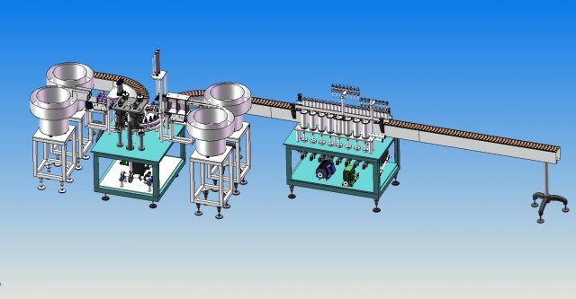 equipment for spray cap filling and labeling production line 3D Модель .c4d .max .obj .3ds .fbx .stl .blend
