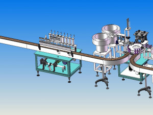 equipment for spray cap filling and labeling production line 3D Модель