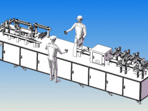 automatic assembly line of triple fan 3D Model
