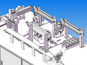 automatic assembly line of triple fan 3D Model