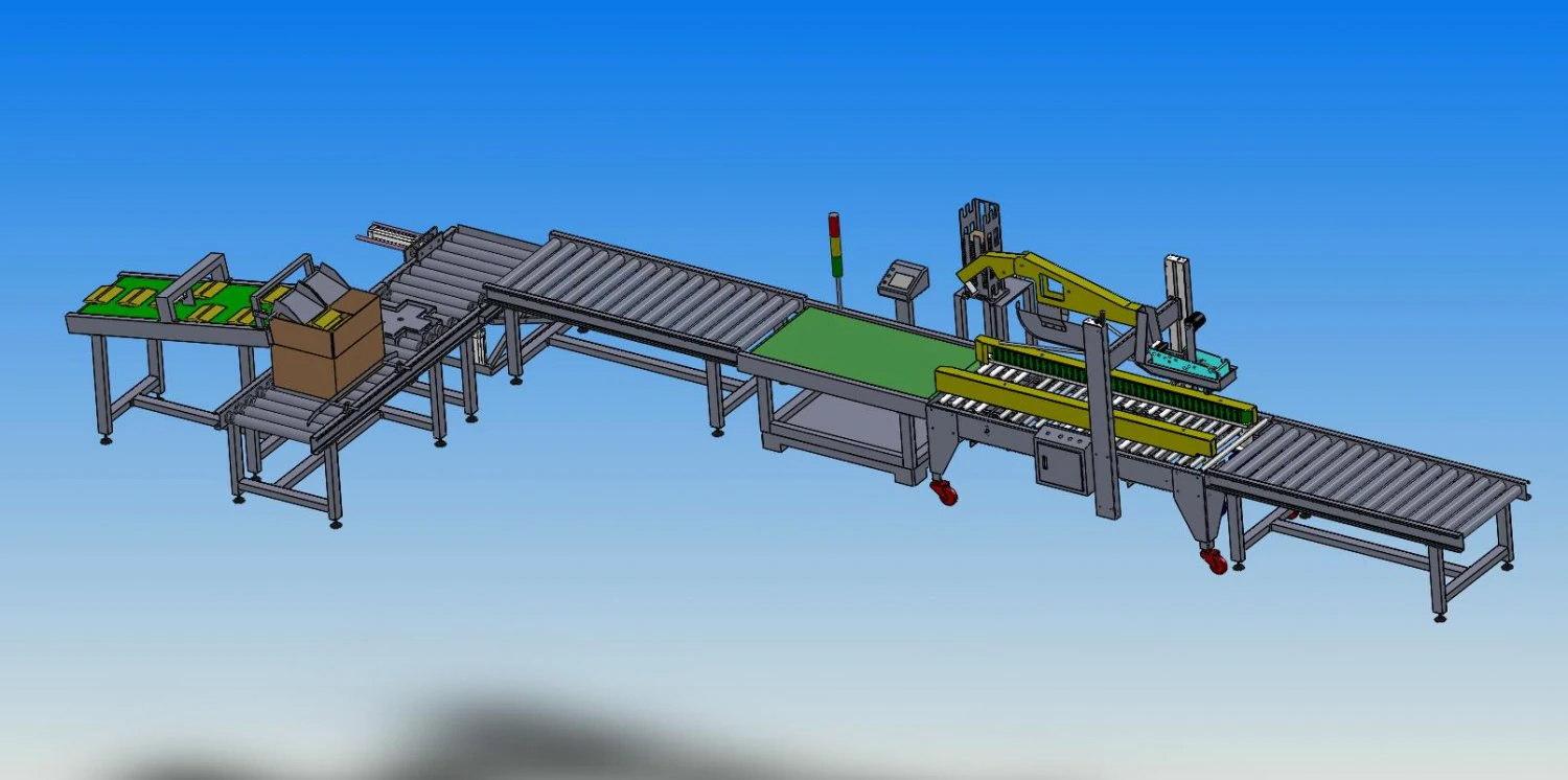 packing weighing and sealing assembly line 3D Model .c4d .max .obj .3ds .fbx .stl .blend 