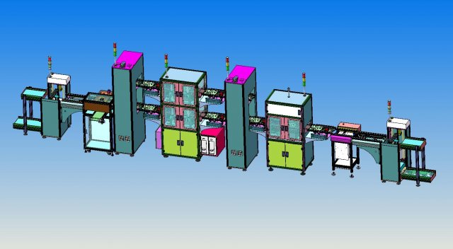 an automatic line for fct function test of pcb Modelo 3D .c4d .max .obj .3ds .fbx .stl .blend 