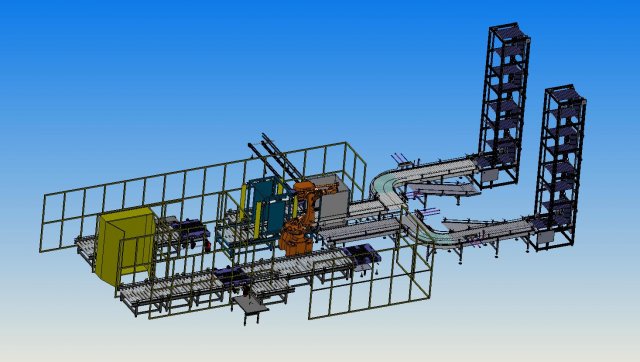 automatic palletizing and winding packaging production line 3D Модель .c4d .max .obj .3ds .fbx .stl .blend 