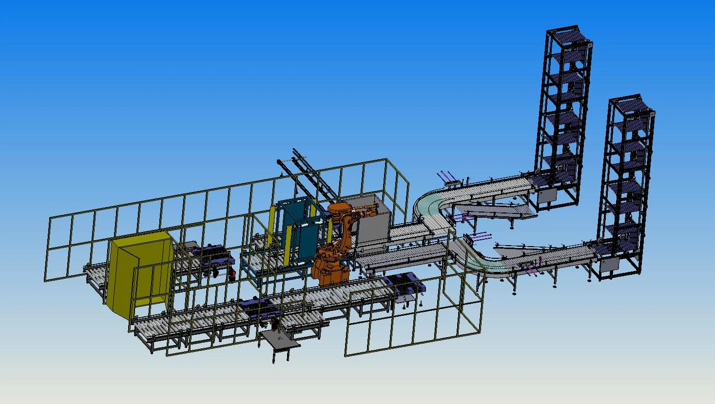 automatic palletizing and winding packaging production line 3D Model .c4d .max .obj .3ds .fbx .stl .blend 