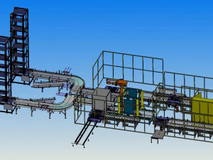 automatic palletizing and winding packaging production line 3D Model