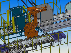 automatic palletizing and winding packaging production line 3D Модель
