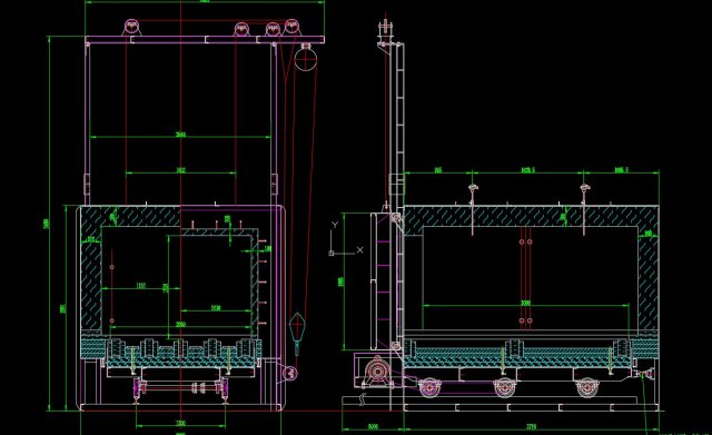 drawing of 3x2x15m full fiber trolley resistance furnace 3D Модель .c4d .max .obj .3ds .fbx .stl .blend 