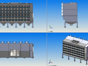 木材工业中用金属板组装的除尘器 3D 模型