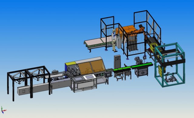 automatic packing line medicine bottle cosmetics toothpaste mask 3D Model .c4d .max .obj .3ds .fbx .stl .blend 