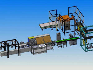 药瓶化妆品牙膏面膜自动包装线 3D 模型