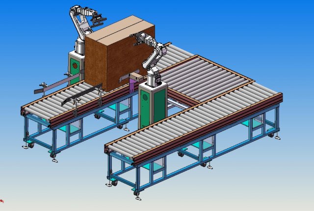 carton packaging inspection line robot inspection 3Dモデル .c4d .max .obj .3ds .fbx .stl .blend