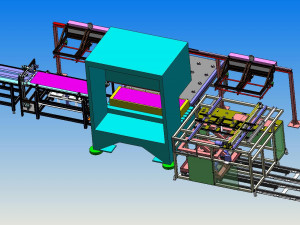 elevator sheet metal feeding and forming assembly line scheme Modelo 3D