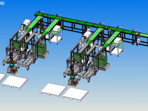 automatic packing line - packing sorting and stacking equipment line Modèle 3D