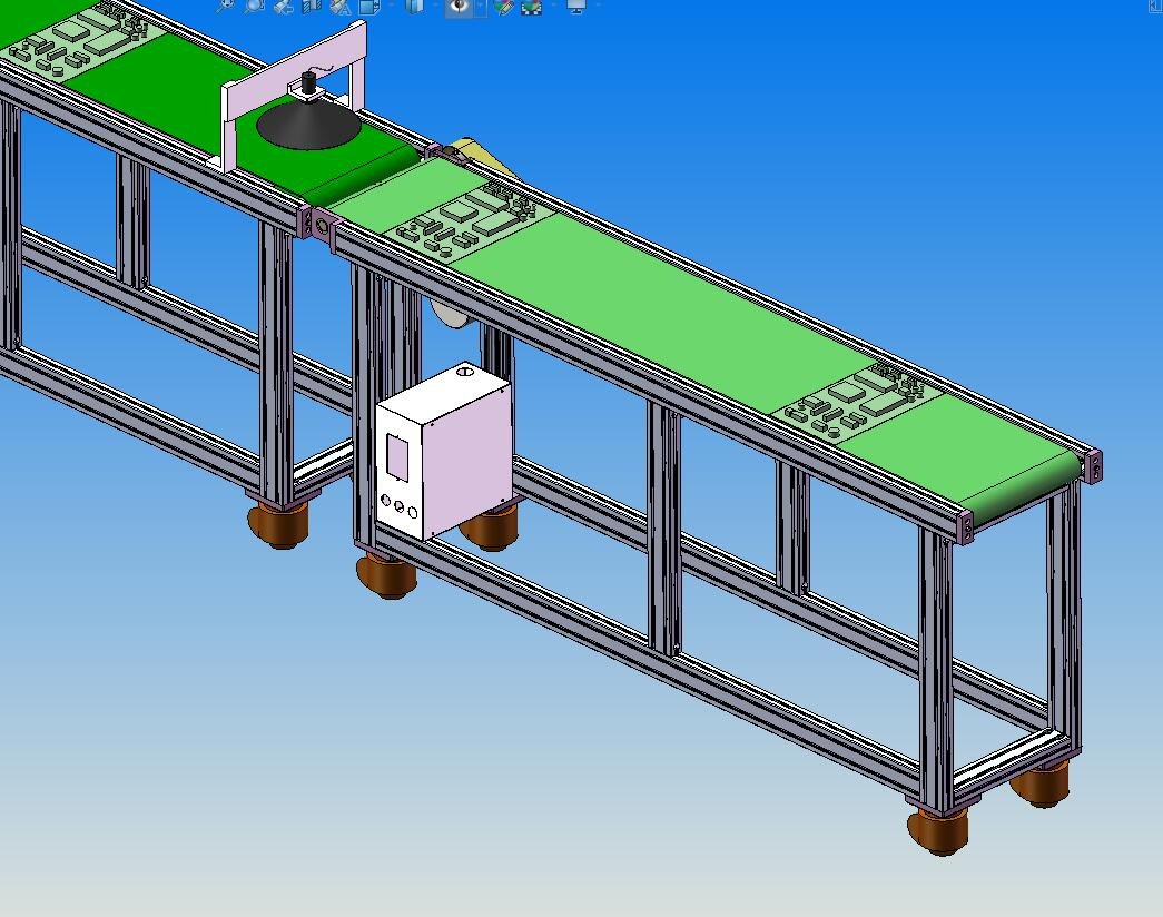 Package Sorter. Packaging line 3d.