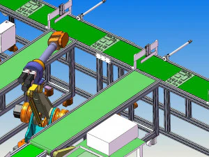 automatic packing line - packing sorting and stacking equipment line 3D Model