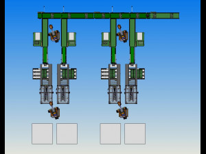 automatic packing line - packing sorting and stacking equipment line Modèle 3D