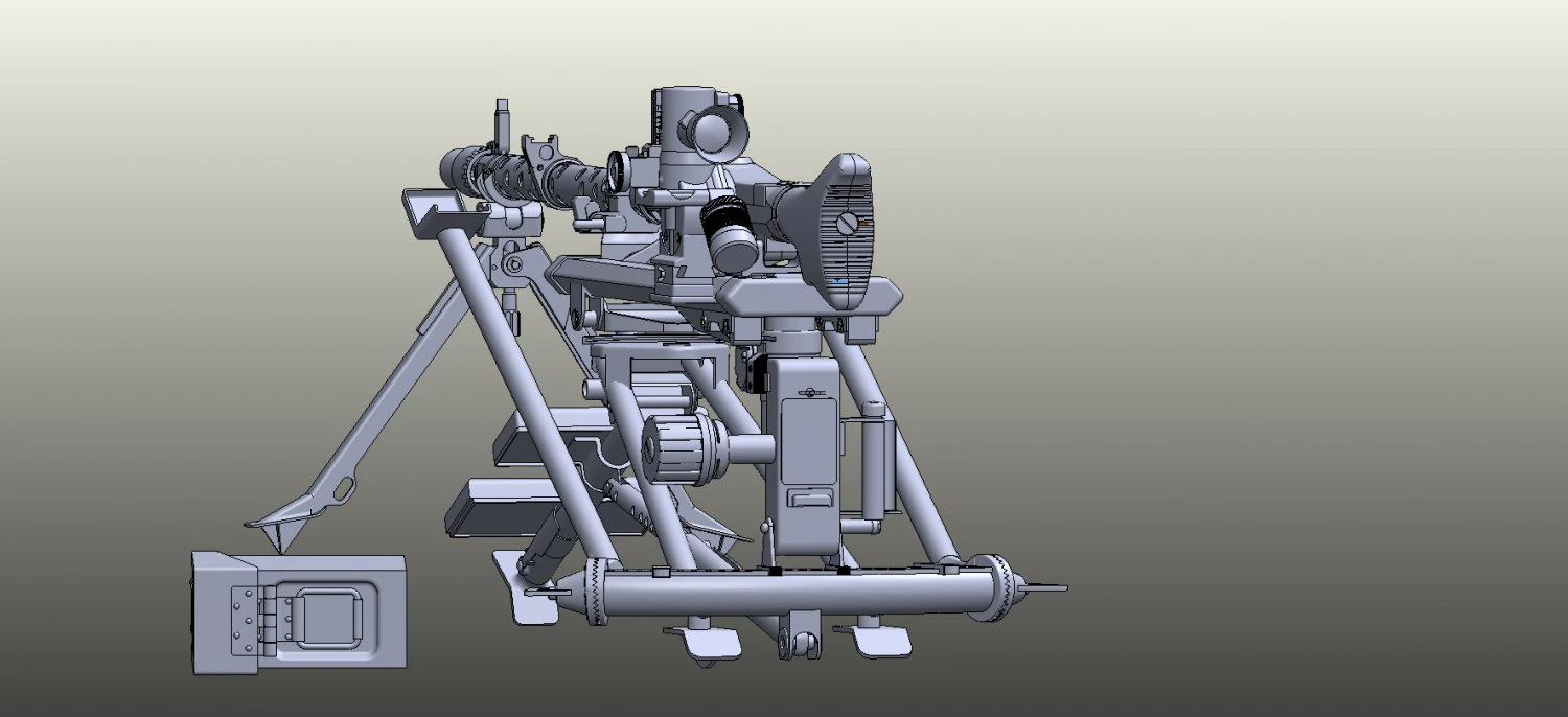machinemg-34-with-lafette 3D Model .c4d .max .obj .3ds .fbx .stl .blend 