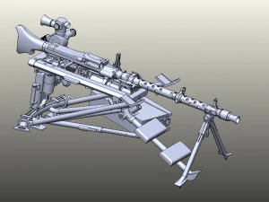 machinemg-34-with-lafette 3D Model