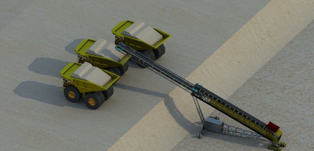 telescopic stacker belt conveyor 3D Model .c4d .max .obj .3ds .fbx .stl .blend 