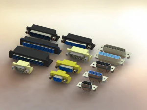 db9-db15-db25-db37-コネクタ 3Dモデル