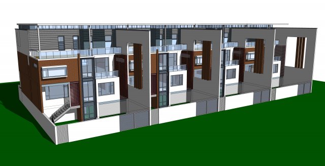 Modern Townhouse Building Model 3D Модель .c4d .max .obj .3ds .fbx .stl .blend 
