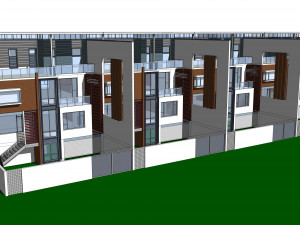 Modern Townhouse Building Model 3D Model