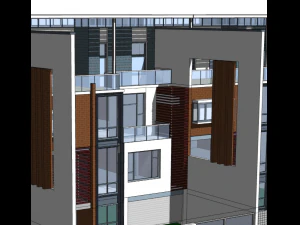 Modern Townhouse Building Model 3D Model